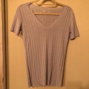 Ribbed V-neck Tee